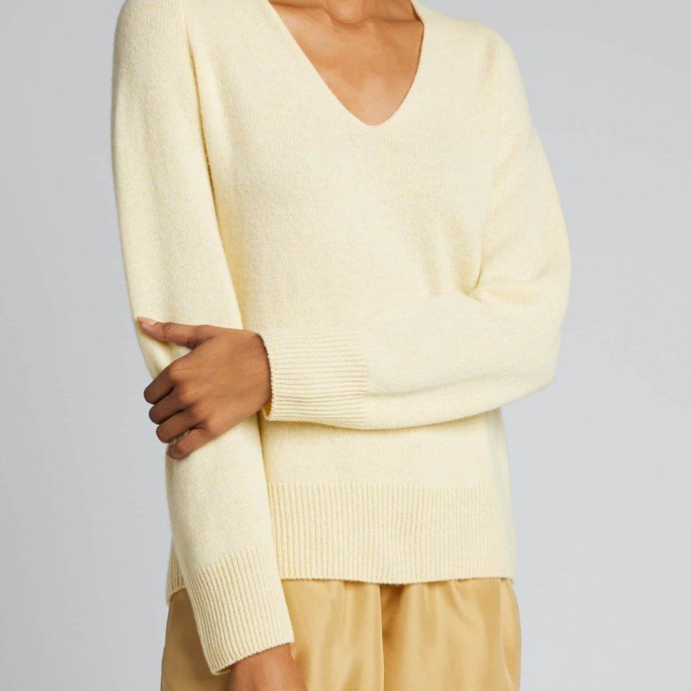 VINCE Marled Wool Cashmere Blended V-Neck Sweater